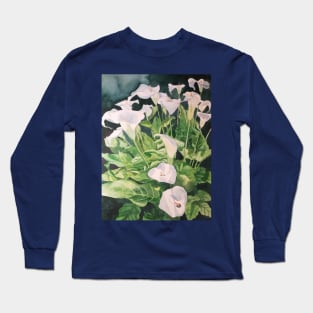 White Calla lilies watercolour painting Long Sleeve T-Shirt